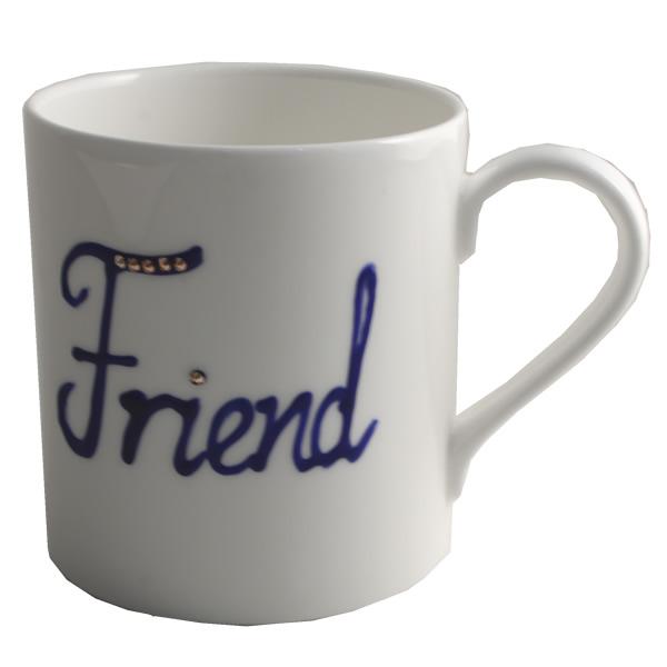 Personalised Gift China Tea/Coffee Mug: with crystals (Blue) Fine Bone China