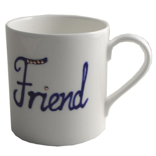 Personalised Gift China Tea/Coffee Mug: with crystals (Blue) Fine Bone China
