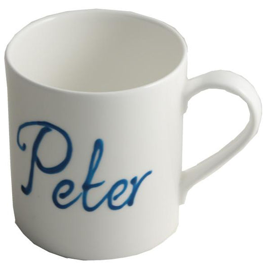 Personalised China Tea/Coffee Mug: with crystals (Turquoise) Fine Bone China