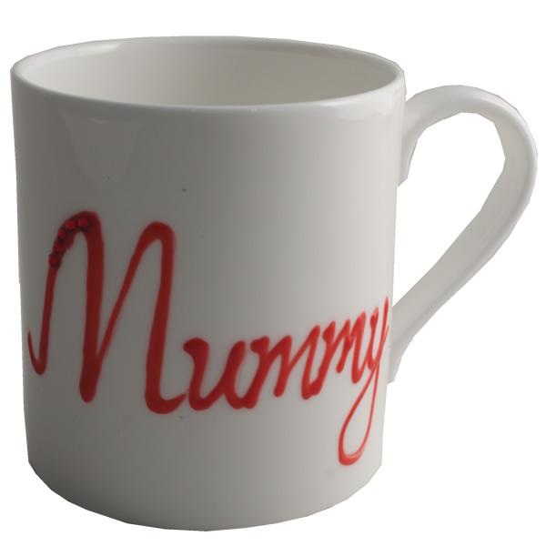 Personalised Gift China Tea/Coffee Mug: with crystals (Red) Fine Bone Chin