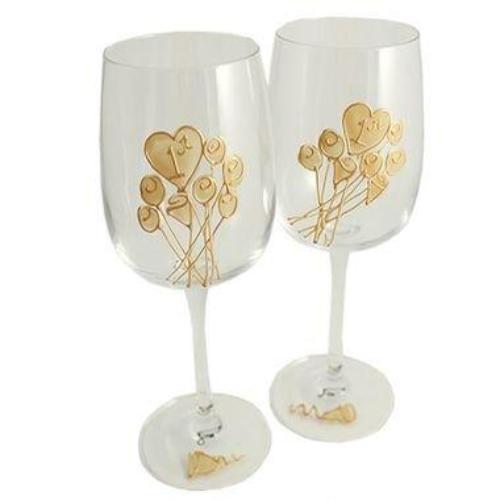1st Wedding Anniversary Wine Glasses Flower
