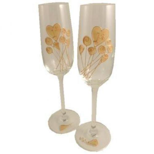 1st Wedding Anniversary Champagne Glasses Flower