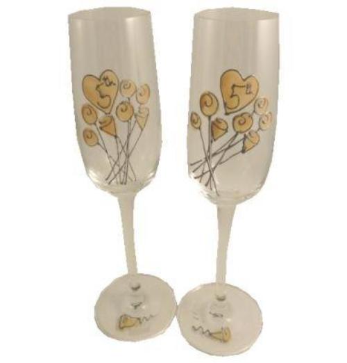 5th Wedding Anniversary Champagne Glasses Flower