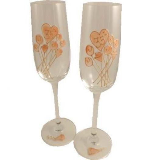 35th Wedding Anniversary Champagne Glasses Flower