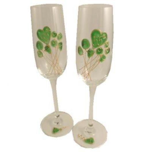 55th Wedding Anniversary Champagne Glasses Flower