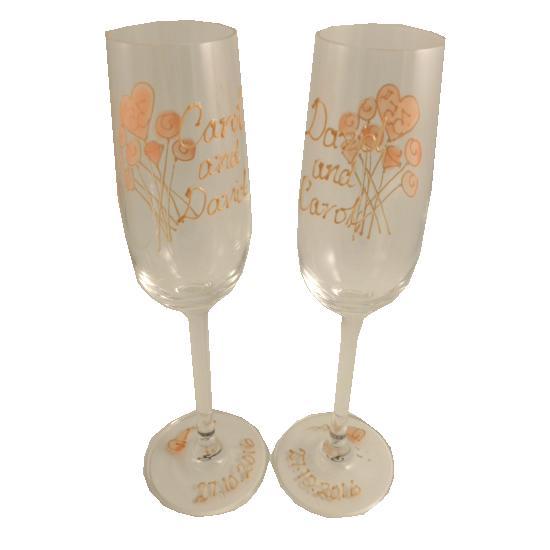 Personalised 35th Wedding Anniversary Champagne Glasses Flower