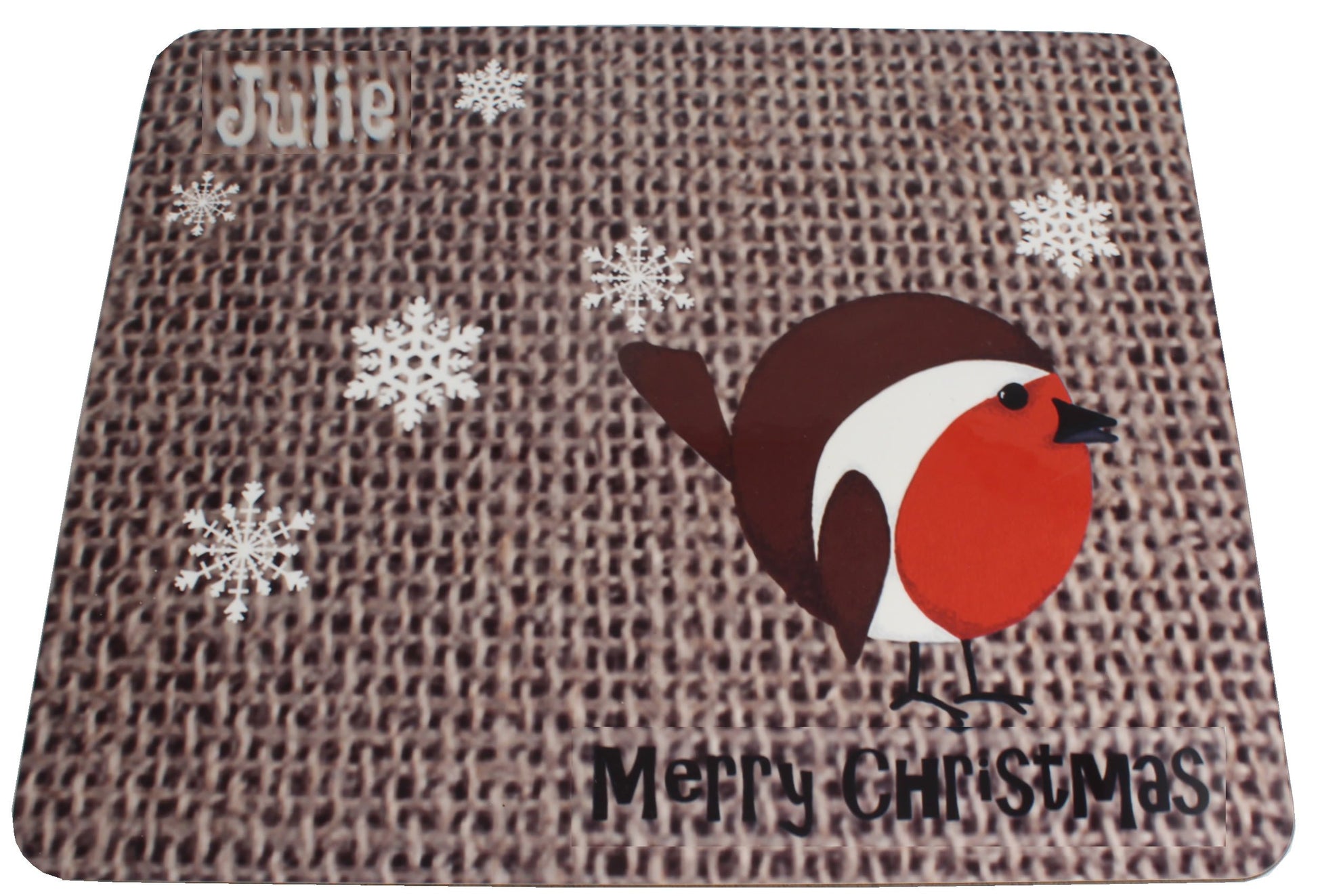 Personalised Christmas Gift Place mat Robin