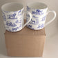 2 Fine Bone China 1 Pint Safari Animal Print Gift Mugs/Beaker (Blue)