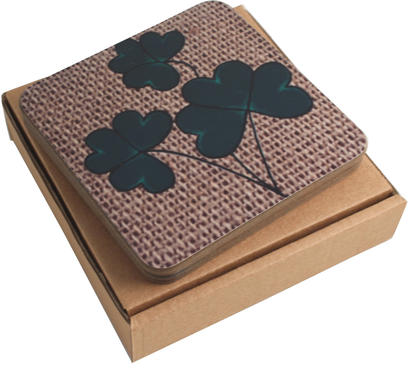 4 Pack Gift Shamrock Coasters:
