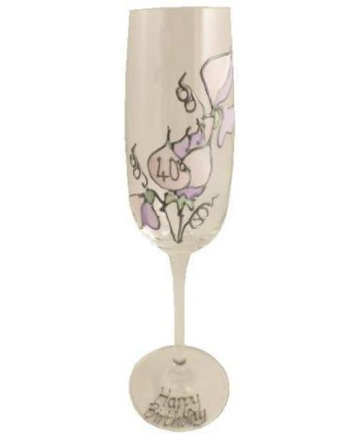 40th Birthday Champagne Glass Sweet Pea