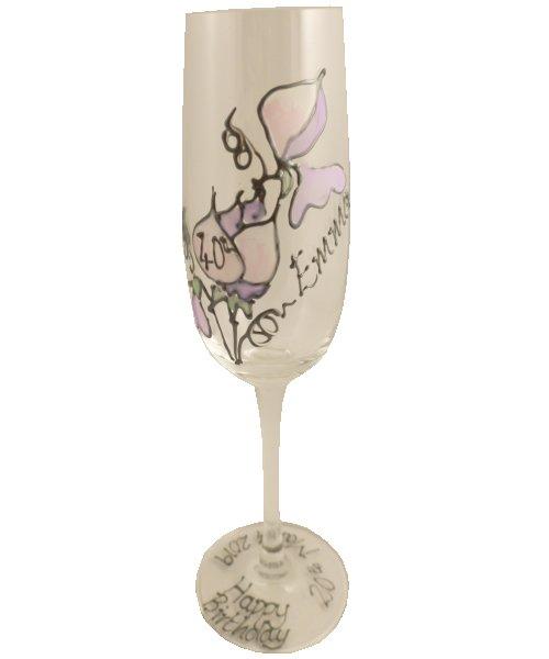 Personalised 40th Birthday Champagne Glass Sweet Pea