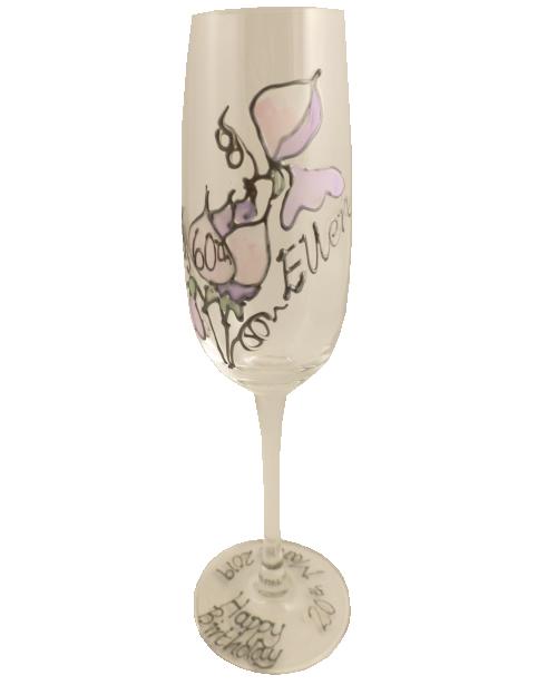 Personalised 60th Birthday Champagne Glass Sweet Pea