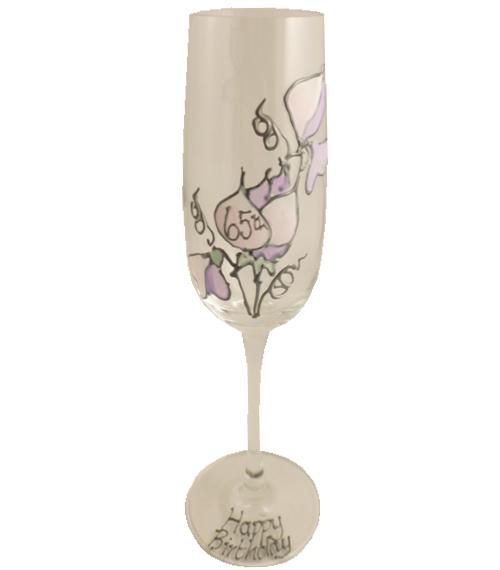 65th Birthday Champagne Glass Sweet Pea