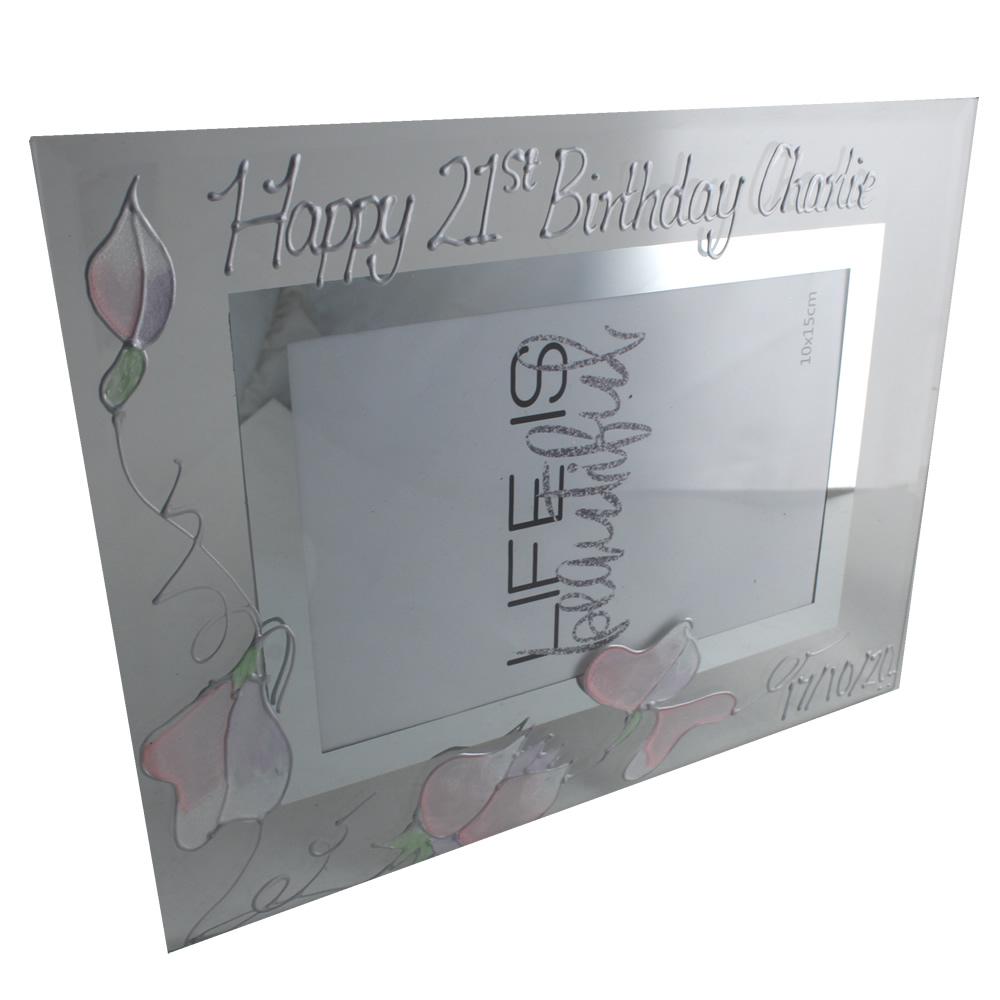 Personalised 21st Birthday Gift Photo Frame: Landscape (Sweet Pea)