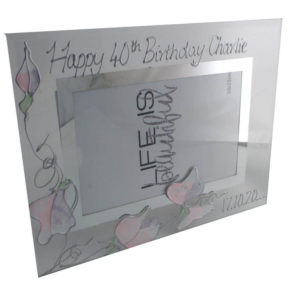 Personalised 40th Birthday Gift Photo Frame: Landscape