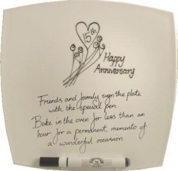 15th Wedding Anniversary Plate Square Flower