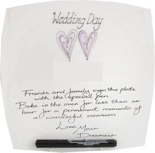 Wedding Day Plate Square (Silver/Lilac Hearts)