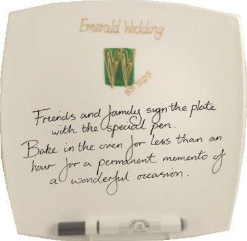 Personalised 55th Wedding Anniversary Plate Hearts/Sq