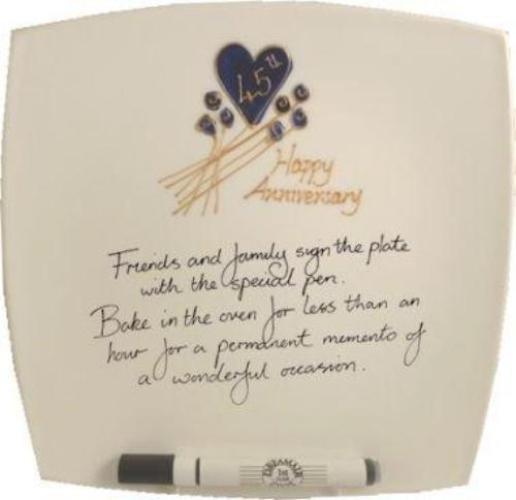45th Wedding Anniversary Plate Square Flower