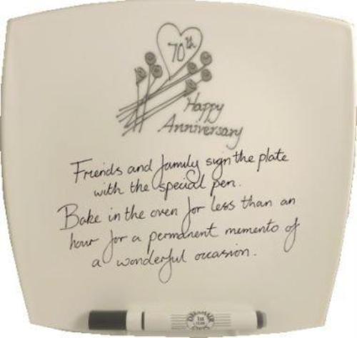70th Wedding Anniversary Plate Square Flower