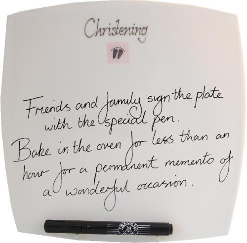 Christening Plate Square (Pink Feet)