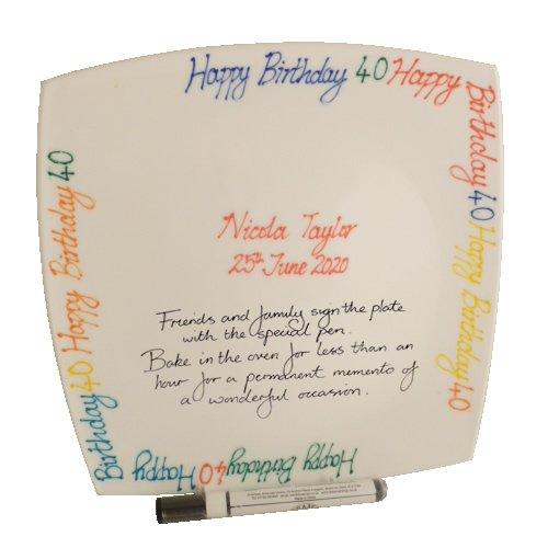 Personalised 40th Birthday Square Plate