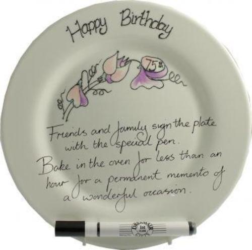 75th Birthday Gift Square Plate Sweet Pea