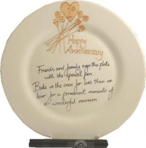 1st Wedding Anniversary Plate Round Flower