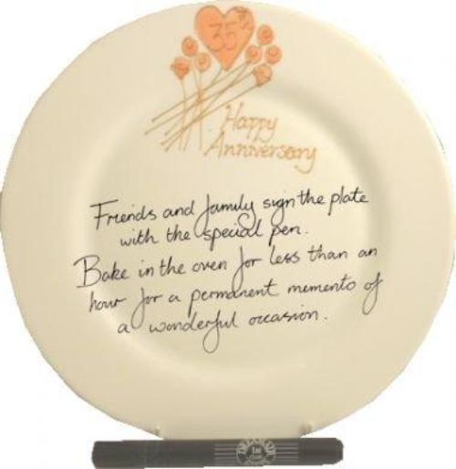 35th Wedding Anniversary Plate Round Flower