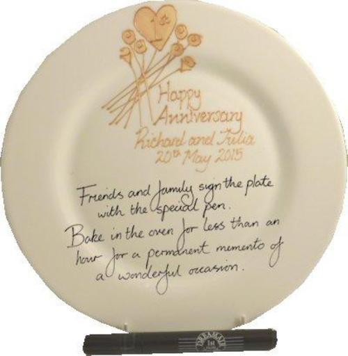 Personalised 1st Wedding Anniversary Plate Round Flower