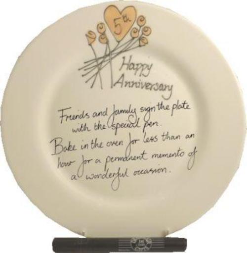 5th Wedding Anniversary Plate Round Flower