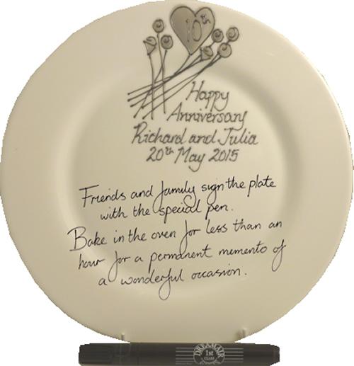 Personalised 10th Wedding Anniversary Plate Round Flower