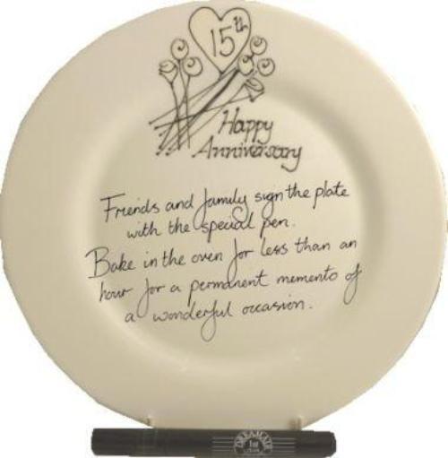 15th Wedding Anniversary Plate Round Flower