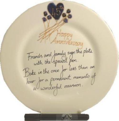 45th Wedding Anniversary Plate Round Flower