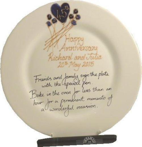 Personalised 45th Wedding Anniversary Plate Round Flower