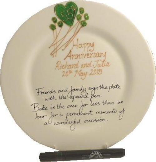Personalised 55th Wedding Anniversary Plate Round Flower