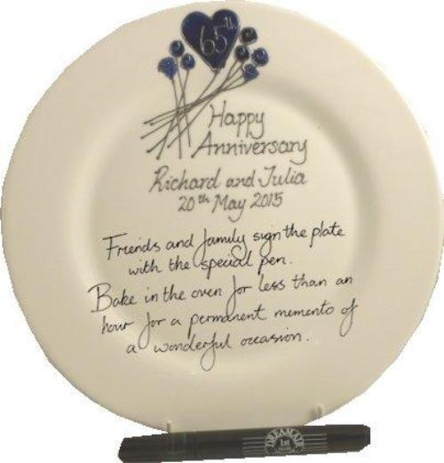 Personalised 65th Wedding Anniversary Plate Round Flower