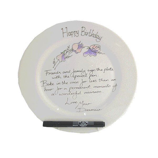40th Birthday Plate Round Sweet Pea