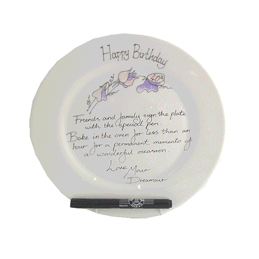 40th Birthday Plate Round Sweet Pea