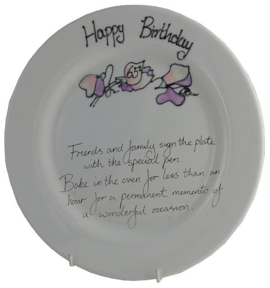 65th Birthday Plate Round Sweet Pea