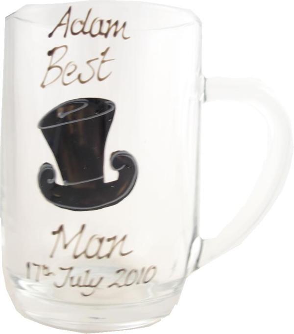 Personalised Best Man Tankard Glass (Top Hat)