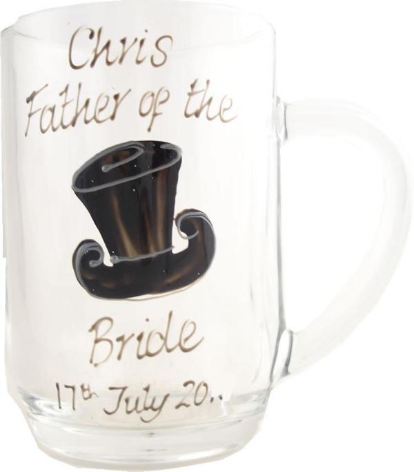 Personalised Father of the Bride Tankard Glass (Top Hat)