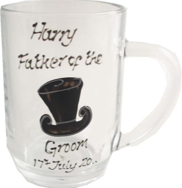Personalised Father of the GroomTankard Glass (Top Hat)