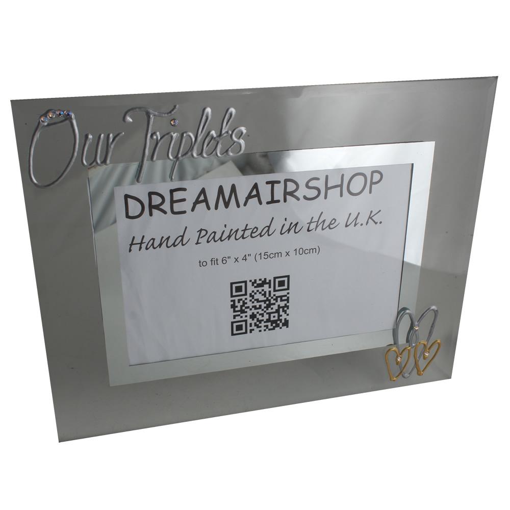 Our Triplets Photo Frame Silver with crystals