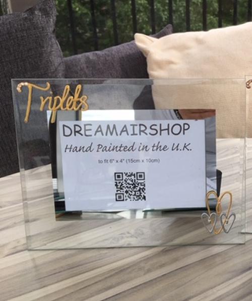 Triplets Photo Frame Land Gold with crystals