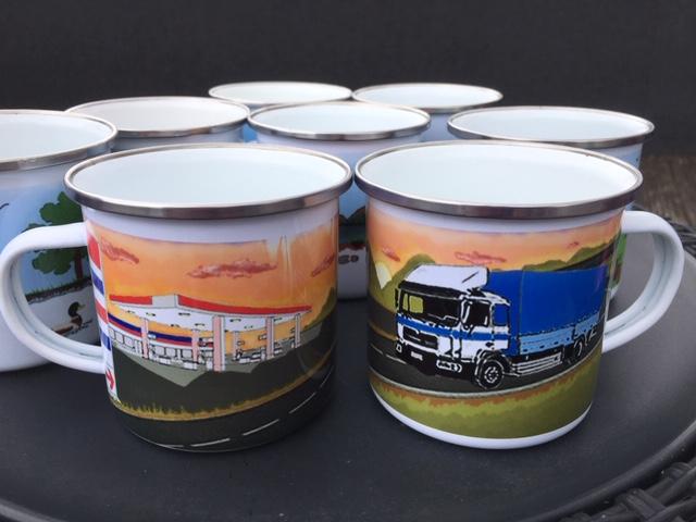 Personalised Trucker Enamel Mug: