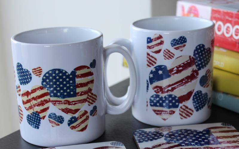 Pair Of USA Flag Mugs: