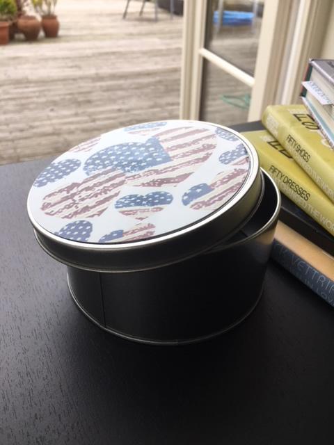 USA American Flag Round Tin: