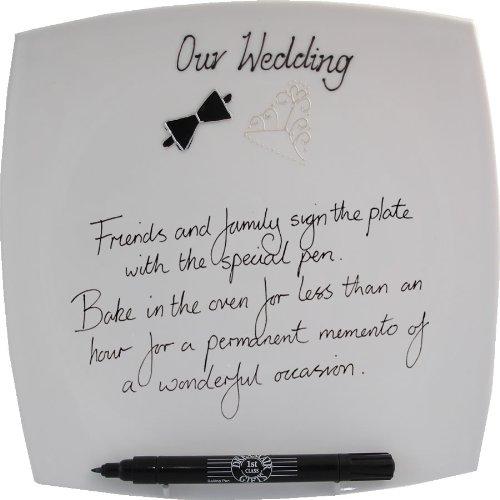 Our Wedding Gift Signature Plate: Square (Bow & Tiara)