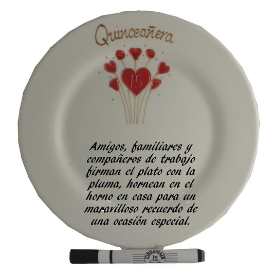 Quinceaí±era Gift Signature Plate: Round (Rose)